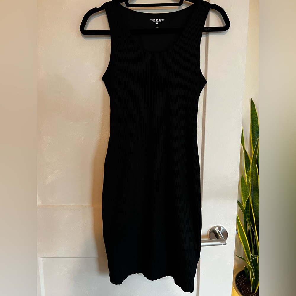 Year of Ours Black Ribbed Dress